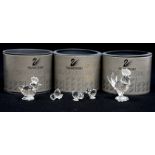 A Swarovski collection of figures comprising 'Hen, 'Rooster' and Three Chicks,
