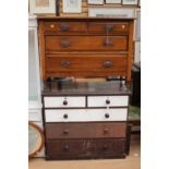 A Victorian painted chest of drawers, fitted with two short over three long graduated drawers,