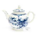 A Worcester porcelain blue and white cannon ball teapot, circa 1760,