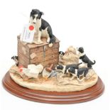 A Border Fine Arts figure group of Sheep Dogs Out of Harms Way,