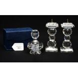 Swarouski pair of candle holders and perfume bottle
