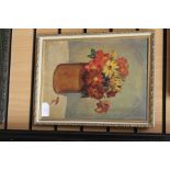 George Hammond Steel (1900-1960), Still life, vase of country garden flowers, oil on board,