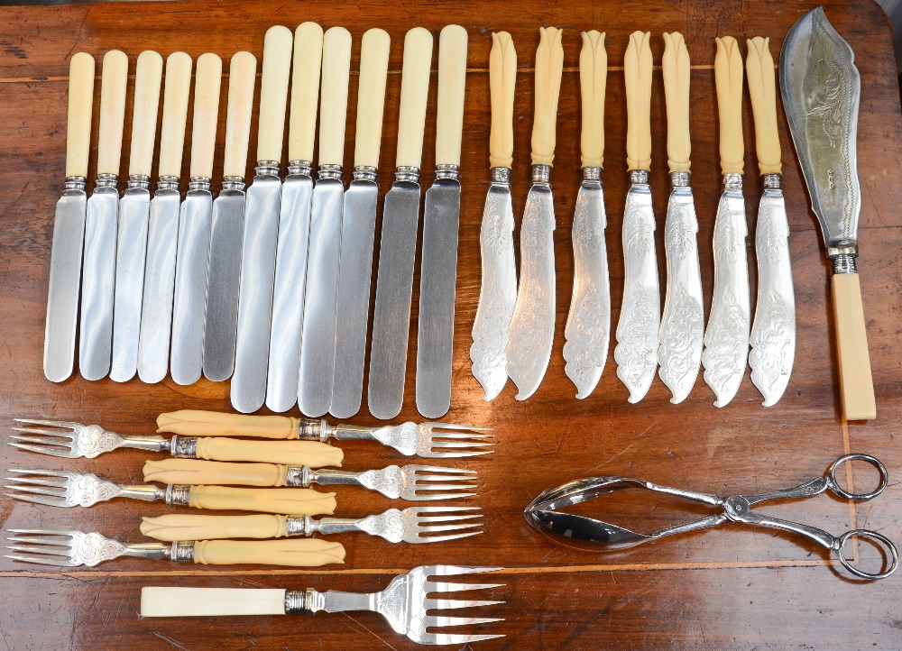 A Walker and Hall set of fish knives and forks,
