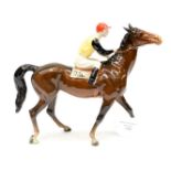 A Beswick Racehorse bay glaze with jockey up No 24