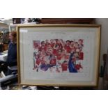 A framed set of Manchester United autographs signed limited edition print, "The Ferguson Years",
