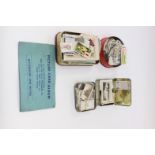 Four circa 1950s tins, all containing cigarette and tea cards, including Wills, Bournville Cocoa,