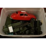 A box of playworn cars,