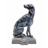 A 19th century cast iron doorstop in the form of a dog, black painted, approx 36.