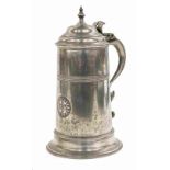 An early George III pewter spire flagon by Richard Pitts of London (fl.