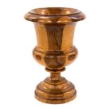 A treen Campana Urn, turned and blocked fruitwood,