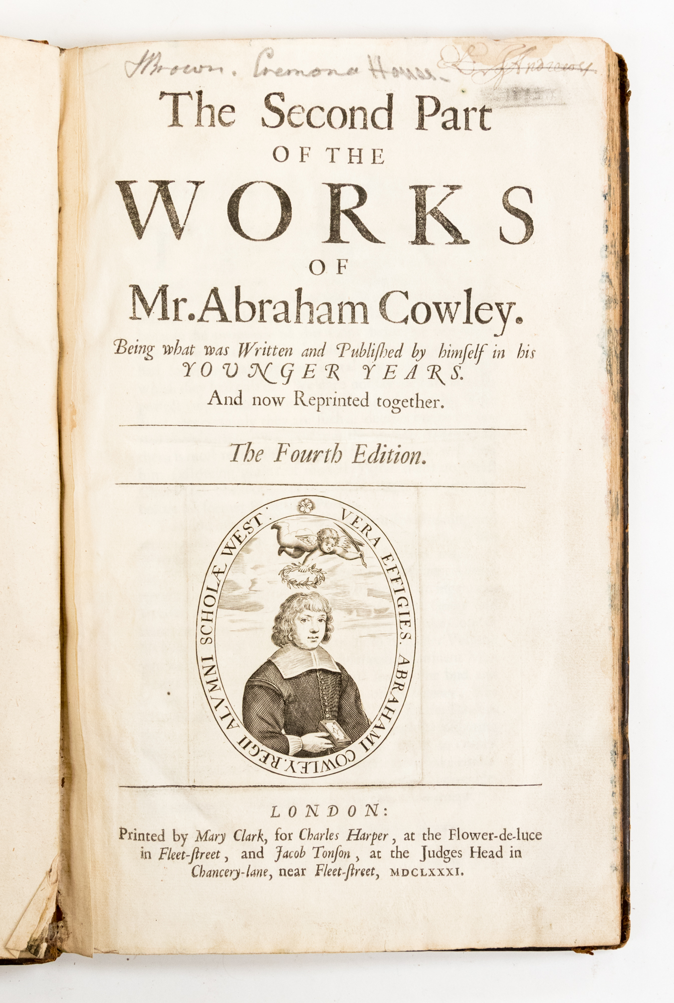 A rare 17th Century 'Book of Poems', the works of Adrian Cowley, London,