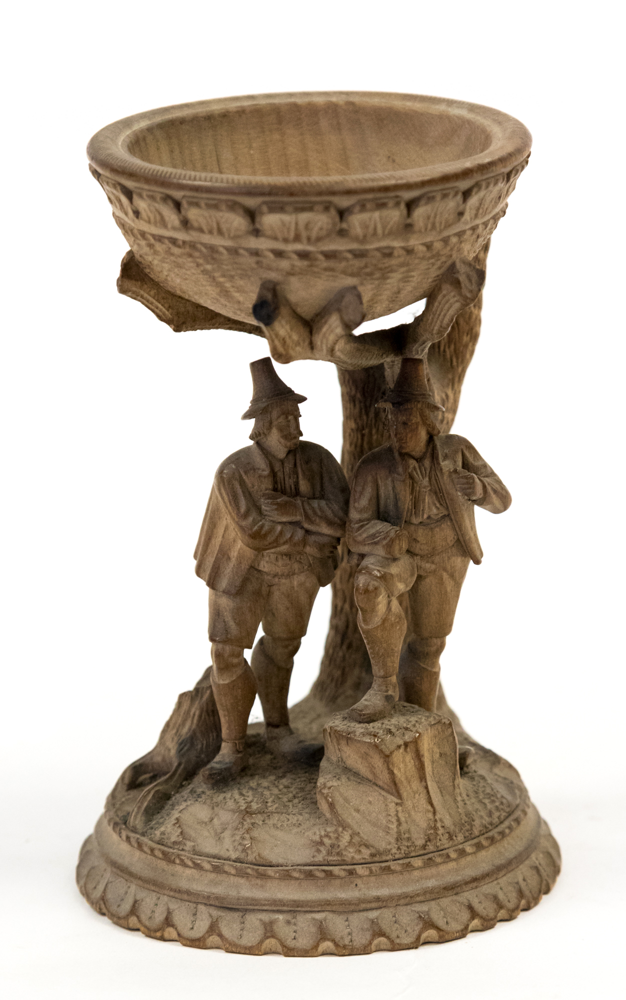 A Black Forest carved figural cup,