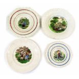 A set of four Victorian pearl ware nursery plates,