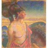 Orlando Greenwood (1892-1989), Greek Warrior, Athena, pastel, 37cm x 33cm,