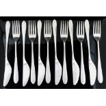 David Mellor for Walker and Hall, Pride pattern silver plated fish knives and forks, designed 1953,