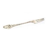 An Art Nouveau silver pickle fork, sinuous stylised foliate design, Francis Howard, Sheffield 1907,