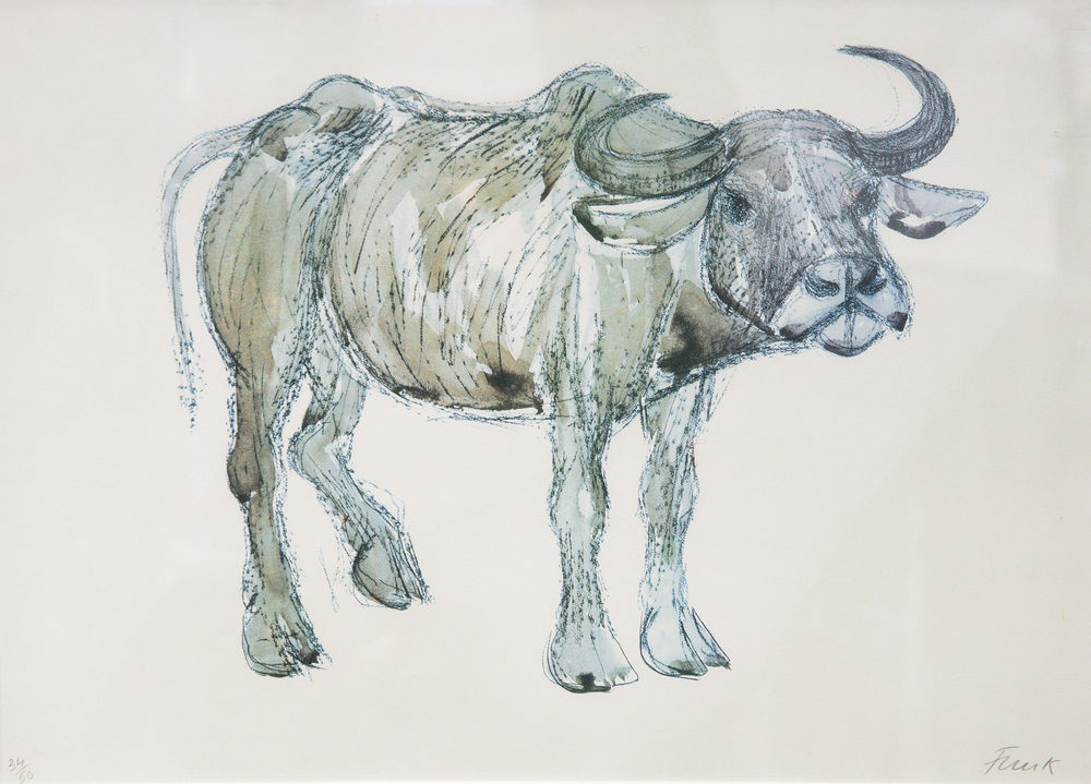 Elisabeth Frink RA (1930-1993), Water Buffalo, print, signed and numbered 34 of 50, 40cm x 57cm,