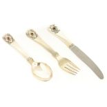 Georg Jensen, three commemorative items of flatware, based on historical designs,