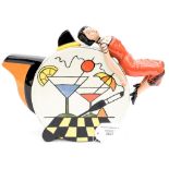 A Lorna Bailey Limited Edition teapot 198/350 cocktails with a 1920s style lady as the handle