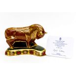 Royal Crown Derby Harrods Bull, limited edition 297/400 with certificate, 1st quality, gold stopper,