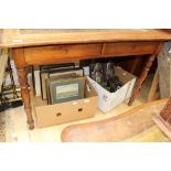 An early Victorian rosewood writing desk, having a galleried back, leather inset writing surface,