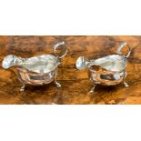 Two silver sauce boats, total weight approx 4.