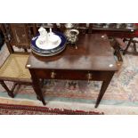 A George III mahogany side table, fitted with a single drawer,