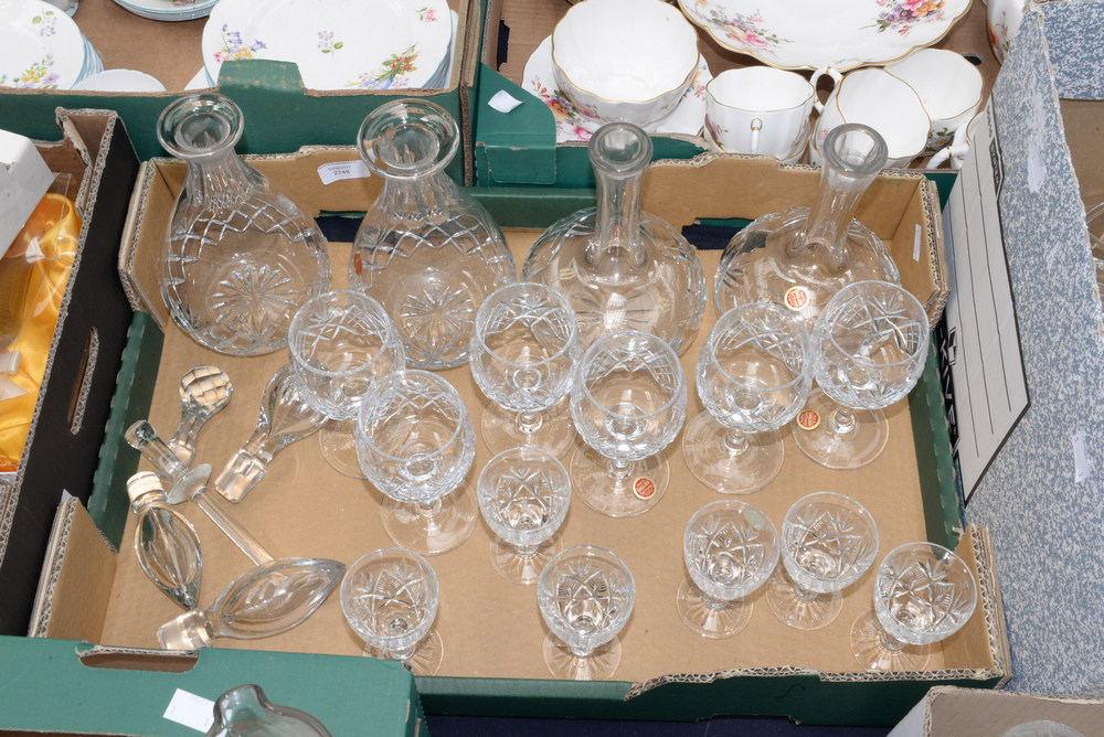 A collection of Edinburgh Crystal cut glass including four decanters, suite of wine and sherry,