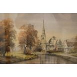 Watercolour 'Autumn Evening, Witherley' (Leicestershire), D.