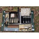 A box of assorted boxed cutlery, to include canteen of cutlery,