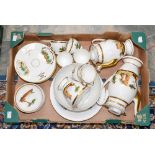 A coffee service and plates with Italianate hand painted design 19th century (1 box)