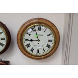 A J Maugham, Beverley, 19th Century wall clock, fitted in a mahogany case, single winder hole,