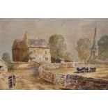 Watercolour of Grange Farm Ticknal by Derick Hodgson