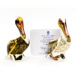 Royal Crown Derby White Pelican limited edition 284/5000, with certificate, with Brown Pelican,