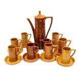 Portmeirion 'Totem' pattern coffee set for eight, including cups and saucers, milk, sugar,