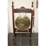 A 19th Century Oak Framed Brass Dinner Gong with Hammer