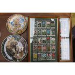 Two framed collection of Wills cigarettes 'Garden Flowers' together with a Royal Doulton plate