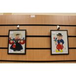 Four signed lithographic prints by Jan Lavies (1902-2005) depicting comical characters, Lavies,