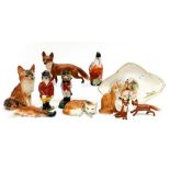 A collection of ceramics, boxes, hunting related items to include Wade, Foxy gentleman, Russian,