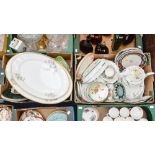 Two boxes of assorted ceramics, including Derby dishes, 19th century plates, various other dishes,