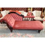 Victorian carved Mahogany chaise longue