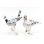 Two Crown Staffordshire bird figurines 'Chinese Teal' and 'Blue Jay' (2)