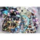 A selection of costume jewellery including faux pearl necklaces, & bracelets, metal, plastic,