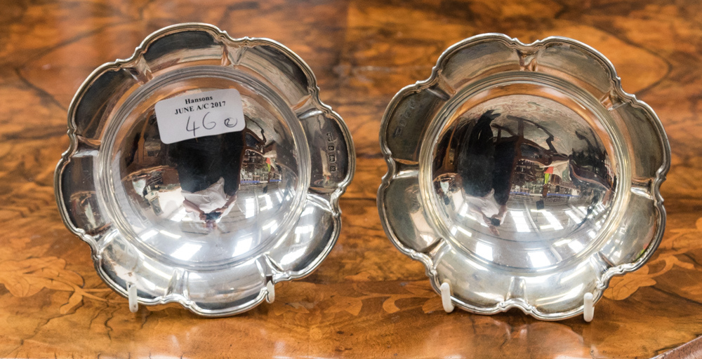 A pair of Mappin & Webb silver bon bon dishes, Birmingham 1936, diameter approximately 13cm,