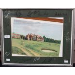 A signed golfing print 'Royal Lytham & St Annes' with the autographs of various players.