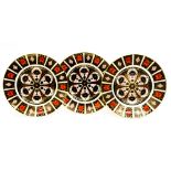 Three Royal Crown Derby Imari 1128 dinner plates