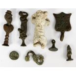 Medieval and post-medieval artefact group including a seal matrix (PRIVE SV),