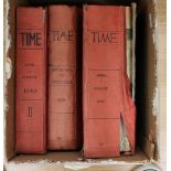 Three bound volumes containing a quantity of 'Time' magazines,