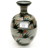 A studio pottery vase, painted geometric foliate design, impressed monogram,