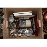 A collection of silver plate including flatware, four piece teaset,